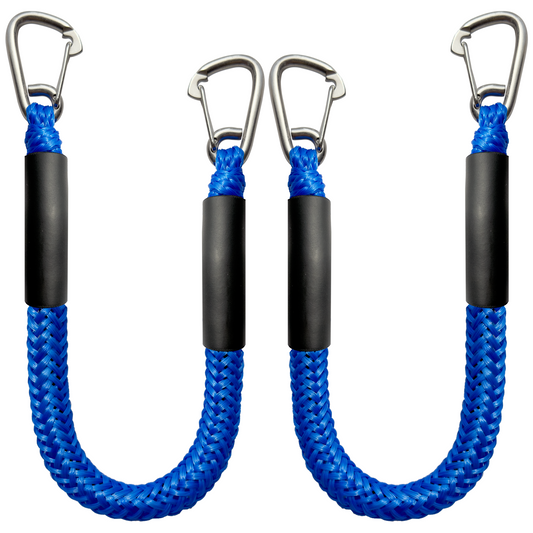 Bungee Dock Line Double Clips Heavy Duty 316 Stainless Steel Clips Boat Ropes Mooring Rope for for Boats PWC, Built in Snubber, Kayak,Watercraft,SeaDoo,Jet Ski, Pontoon, Canoe, Power Boat 2-Pack(Blue,4FT)